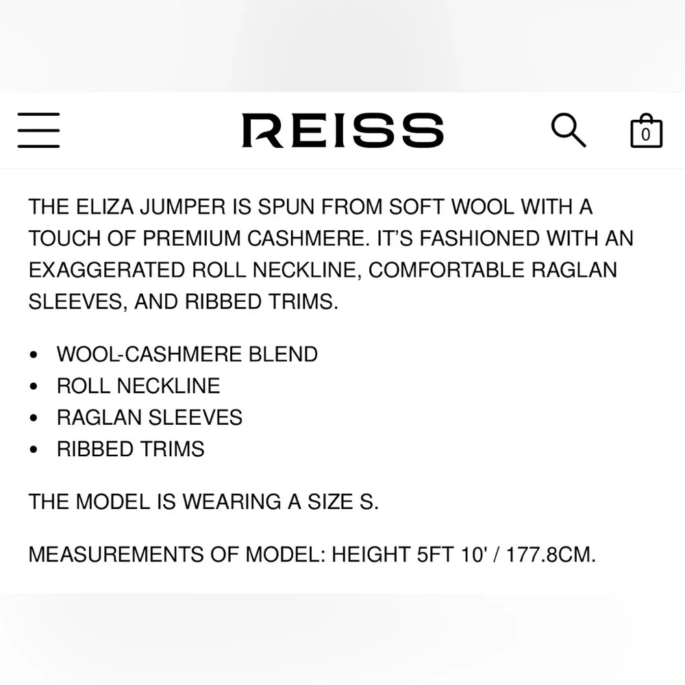 NWT Reiss Eliza Cashmere & Wool Sweater roll neck soft pink small turtleneck - Picture 2 of 9